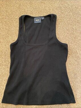 Maeve Black Ribbed Scoop Neck Tank